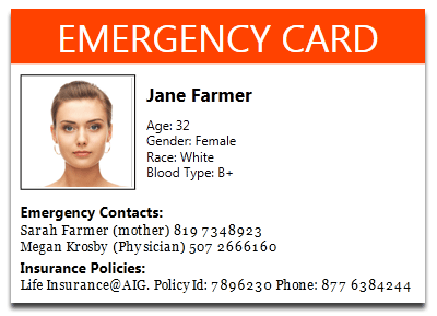 wallet emergency card